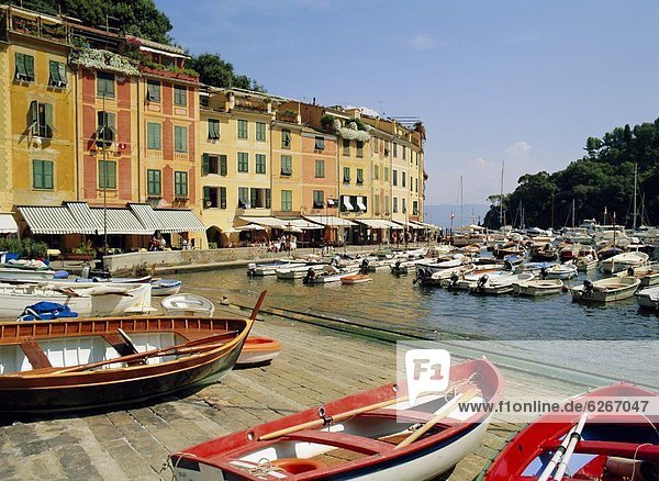 Hafen Gebäude Boot Italien Ligurien alt Portofino