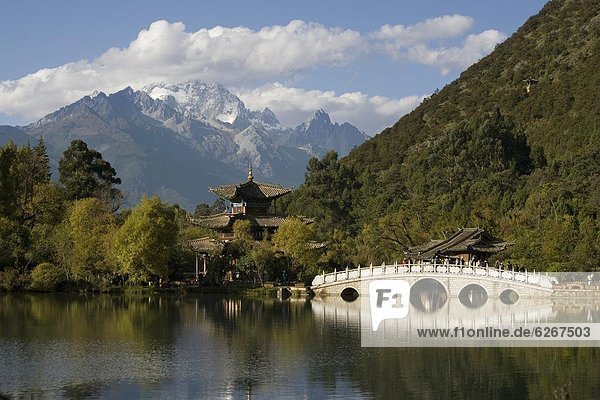Black Dragon Pool Park and Jade Dragon Snow mountain  Lijiang  Yunnan  China  Asia