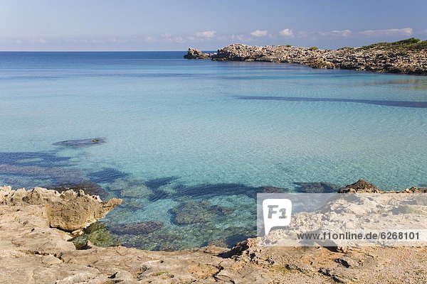 View across the turquoise waters of Cala Molto to Punta des Gullo  Cala Rajada  Mallorca  Balearic Islands  Spain  Mediterranean  Europe