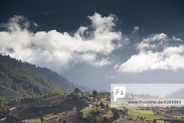 Berg  Wolke  dramatisch  Dorf  Himalaya  Asien  Hintergrundbild  Bhutan