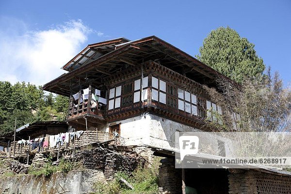 Tradition Wohnhaus Tal Asien Bhutan