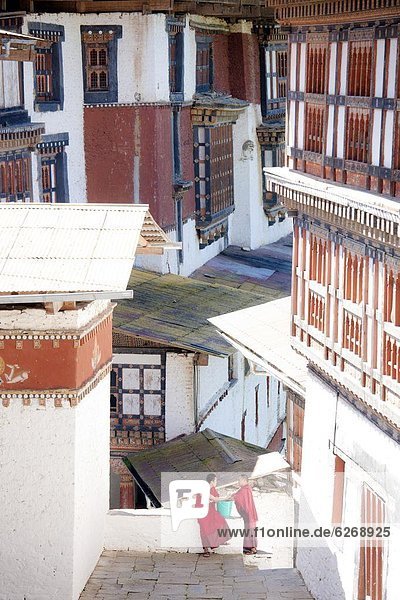 beeindruckend  2  fünfstöckig  Buddhismus  Mönch  Asien  Hintergrundbild  Bhutan  unterhalten  Dzong