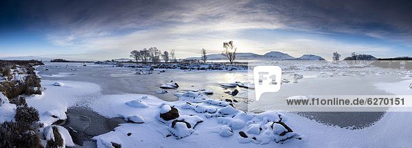 Panorama  Europa  Winter  Großbritannien  über  Morgendämmerung  Highlands  Ansicht  See  gefroren  Schottland
