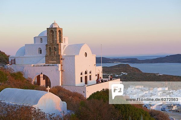 Kastro and the church Ipapanti  Plaka  old village  Milos  Cyclades Islands  Greek Islands  Aegean Sea  Greece  Europe