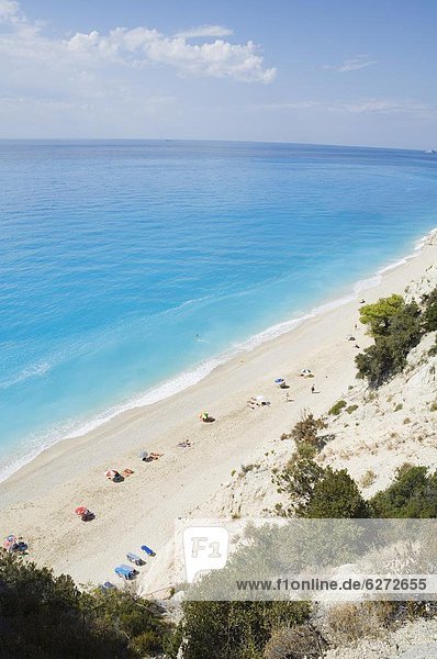 Egremnoi Beach  400 steps down to beach and reported to be one of the top beaches in Europe  on west coast of Lefkada (Lefkas)  Ionian Islands  Greek Islands  Greece  Europe