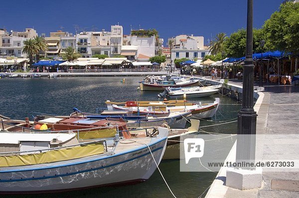 Europa  klein  See  Boot  bunt  angeln  umgeben  Kreta  Griechenland