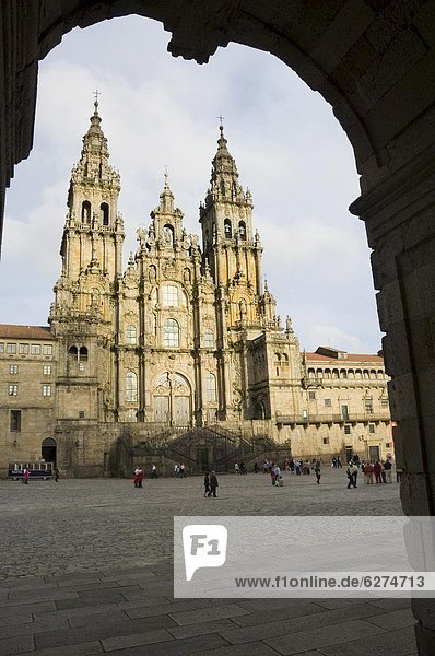 Santiago Kathedrale auf der Plaza Obradoiro,  UNESCO-Weltkulturerbe,  Santiago De Compostela,  Galicien,  Spanien,  Europa