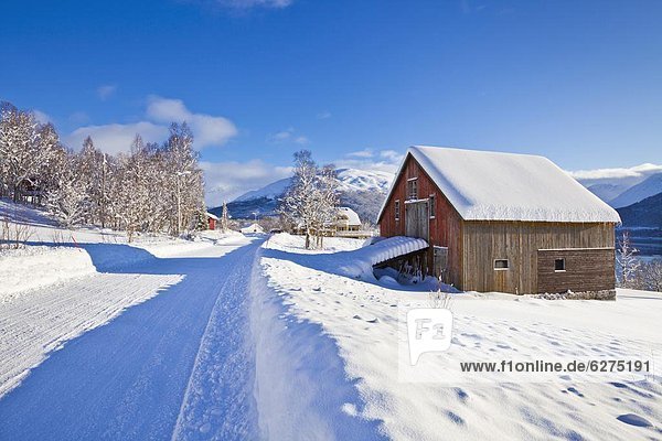 Europa Dorf Norwegen Scheune Chalet Skandinavien Troms