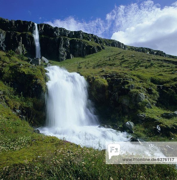 Waterfalls near Seydisfjordur  east Iceland  Polar Regions
