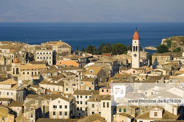 Glockenturm Europa Stadt Ansicht Festung Korfu Luftbild Fernsehantenne Griechenland Griechische Inseln Ionische Inseln neu alt