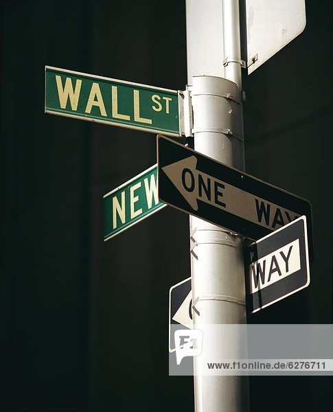 Wall Street sign  New York City  New York State  USA  North America