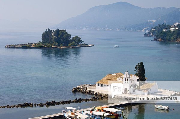 entfernt  Europa  Insel  Ansicht  Korfu  Luftbild  Fernsehantenne  Griechenland  Griechische Inseln  Ionische Inseln  Kloster  Pontikonissi