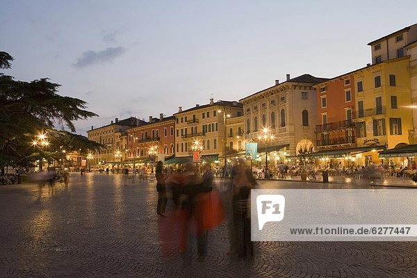 Piazza Bra in the evening  Verona  Veneto  Italy  Europe