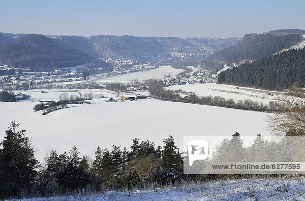 Europa  Winter  Tal  Ansicht  Baden-Württemberg  Deutschland
