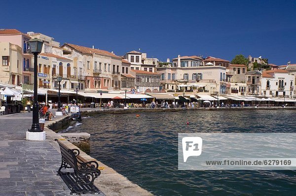 Anschnitt  Hafen  Europa  Stadt  Restaurant  umgeben  Chania  Kreta  Griechenland  alt