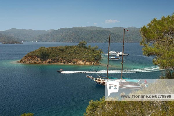 Gulet cruise  Fethiye Korfezi  Fethiye  Aegean  Anatolia  Turkey  Asia Minor  Eurasia