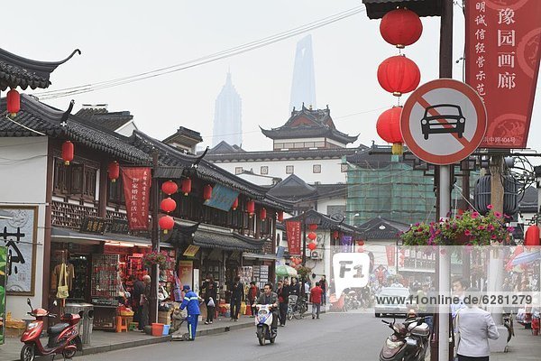 Straße  Fußgänger  China  Asien  alt  Shanghai  Straßenverkehr