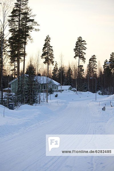Modern wooden houses in winter  Loviisa  Finland  Scandinavia  Europe
