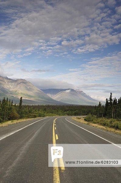 Road and Dalton Range  Kluane National Park and Reserve  Yukon Territory  Canada  North America