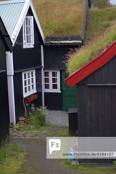 Europa Gebäude Geschichte Dänemark Dach Ortsteil Färöer-Inseln alt Torf