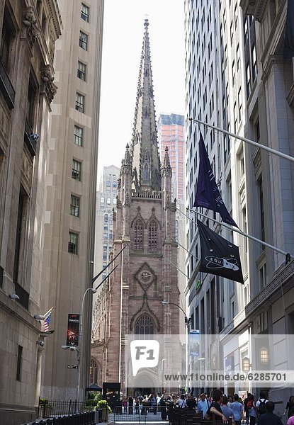 Trinity Church  Broadway and Wall Street  New York City  New York  United States of America  North America