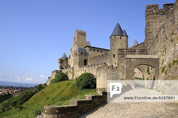 Frankreich Europa Wand Festung UNESCO-Welterbe Carcassonne