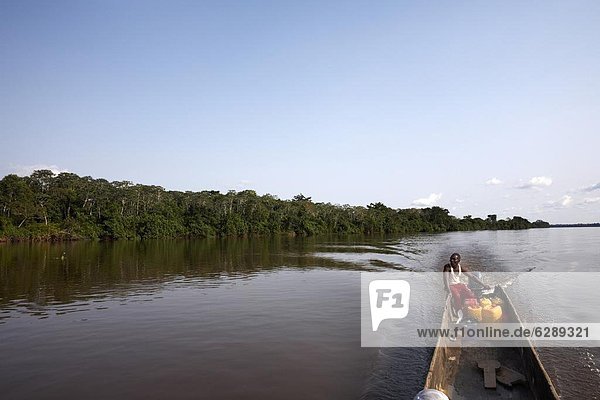 A dugout canoe on the Congo River  Democratic Republic of Congo  Africa