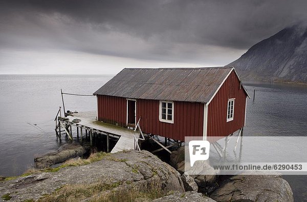 Hütte  Europa  Norwegen  Stelzenlauf  Stelze  Stelzen  Fjord  Skandinavien