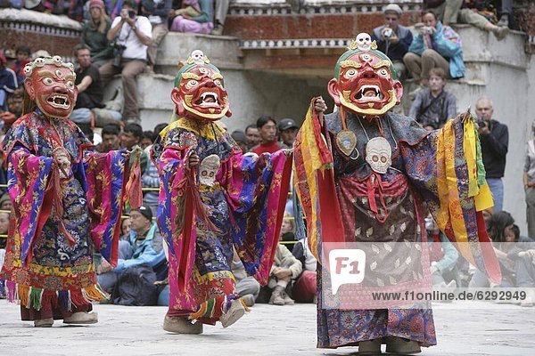 Lamas dancing at the Hemis Festival  Ladakh  India  Asia