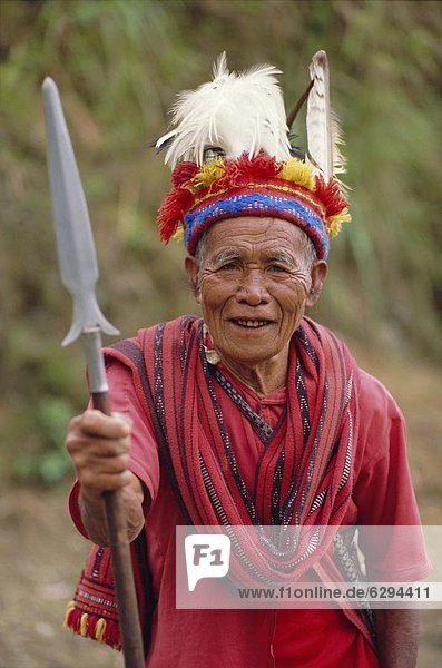 Portrait  Mann  Philippinen  Banaue  Ifugao  alt  Volksstamm  Stamm