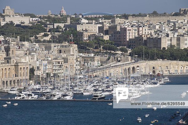 Hafen Valletta Hauptstadt Europa nehmen Großstadt Ehrfurcht Garten Ansicht Malta Vittoriosa