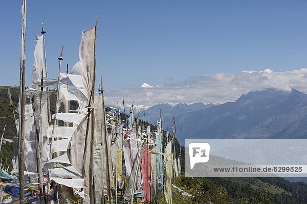 Blick vom Cheli La Pass von Bhutan die heiligsten Berg  Mount Jhomolhari  7314m  Himalaya  Bhutan  Asien