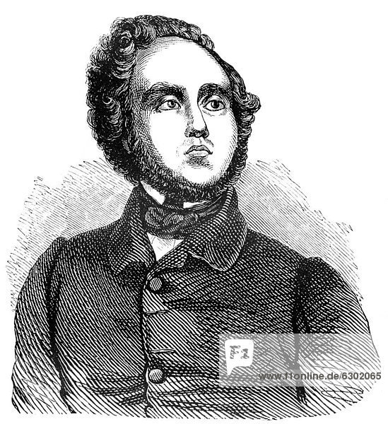 Historische Zeichnung aus dem 19. Jahrhundert  Portrait von Alexandre Auguste Ledru-Rollin  1807 - 1874  ein französischer Politiker und Innenminister
