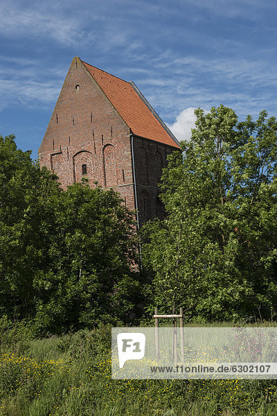 Schiefer Kirchturm von Suurhusen  im Guinness-Buch der Rekorde  Hinte  Ostfriesland  Niedersachsen  Deutschland  Europa  ÖffentlicherGrund