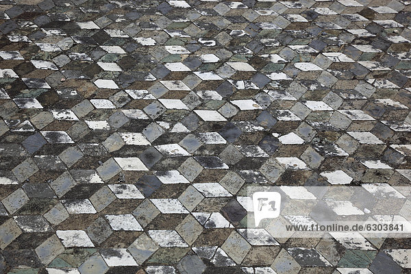 Mosaik mit dreidimensionalem Effekt in einer Therme in Pompeji  Kampanien  Italien  Europa