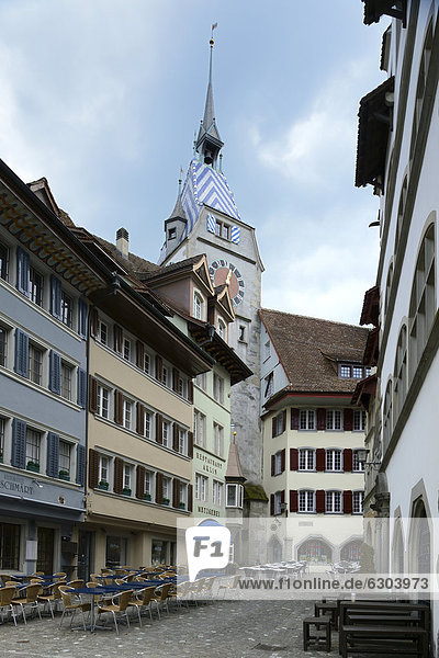 Altstadt von Zug  hinten der Zytturm  Zentralschweiz  Schweiz  Europa