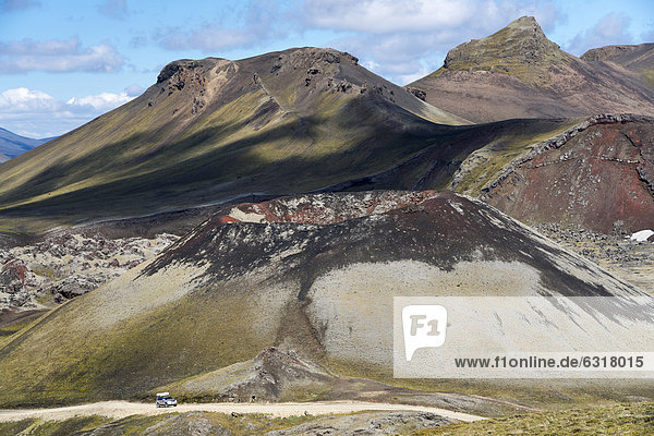 Vulkankrater St_tur  Lavafled Nor_urn·mshraun  Landmannalaugar  Fjallabak Naturschutzgebiet  Hochland  Island  Europa