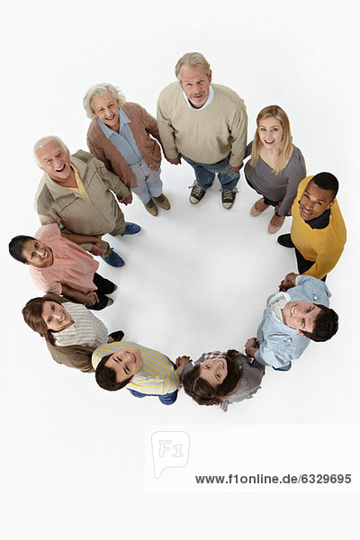 Group of people in a circle  high angle view
