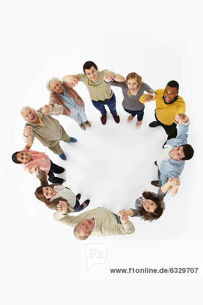 Group of people in a circle  high angle view