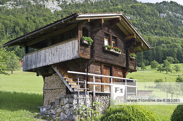 Barn on Mount Pilatus  canton of Lucerne  Switzerland  Europe