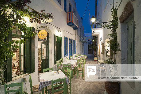 Leeres griechisches Restaurant, Taverne, Mykonos, Kykladen, Griechenland, Europa