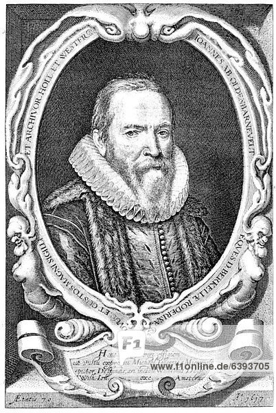 Historic drawing  portrait of Johan van Oldenbarnevelt  1547 - 1619  a Dutch statesman and founder of the Dutch Republic in the 17th century