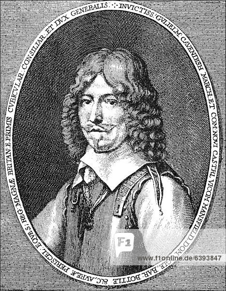 Historic drawing  portrait of William Cavendish  1st Duke of Newcastle  KG  KB  PC  1592 - 1676  an English general and politician