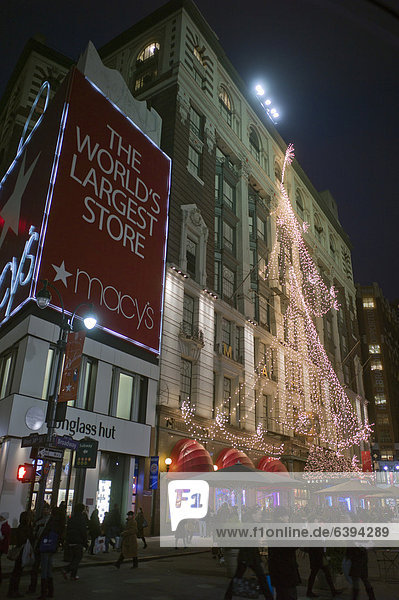 MACY'S department store with Christmas lights  New York  United States of America  public ground.