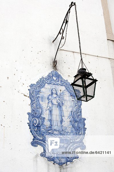 Europe  Portugal  Lisbon  azulejos in Miradouro Santa Luzia