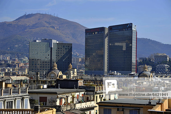 Italy  Liguria  Genoa  skyline of city centre with Corte Lambruschini buildings