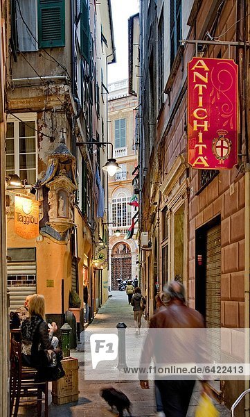 Italy  Liguria  Genoa  old narrow alleys (called vicoli) in historical centre