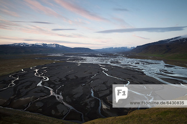 Ausblick auf den Markafljot  Stora Dimon  Hvolsvöllur  Südisland  Island  Europa