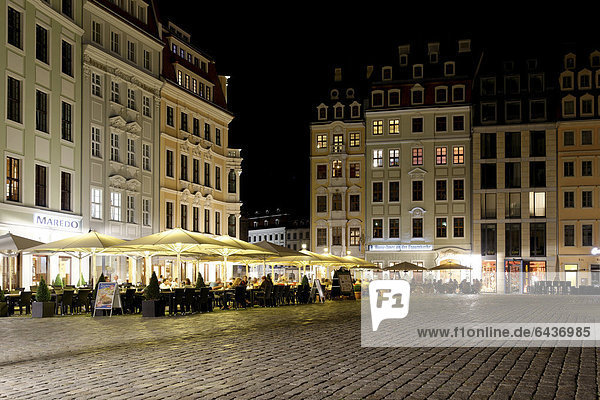 An der Frauenkirche square at night  Dresden  Saxony  Germany  Europe
