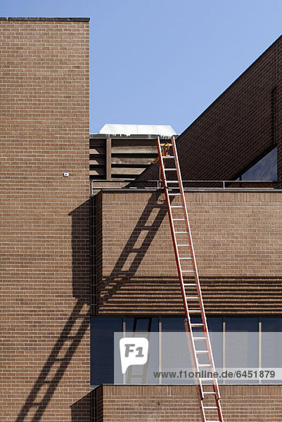 A ladder leaning against a building